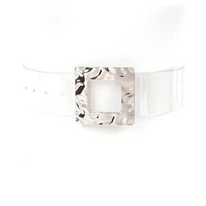 BNWT Square Buckle Fashion Clear Belt Transparent Belt - SILVER